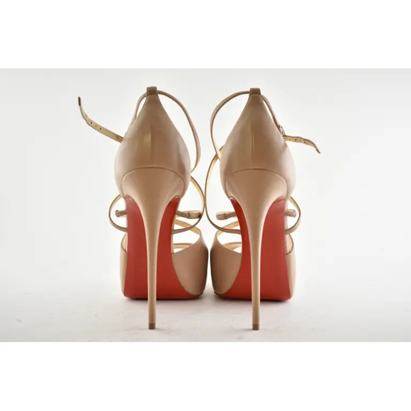 Christian Louboutin Holly Alta 120 Nude Criss Cross Strap Sandal Heel Pump 42 - Picture 9 of 10